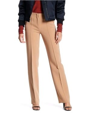 Diane Von Furstenberg DVF Pleat Front Crepe Pants in Camel